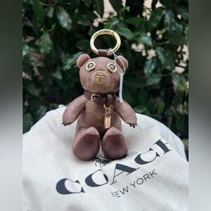NWT Coach Brown Leather Bear Purse Charm